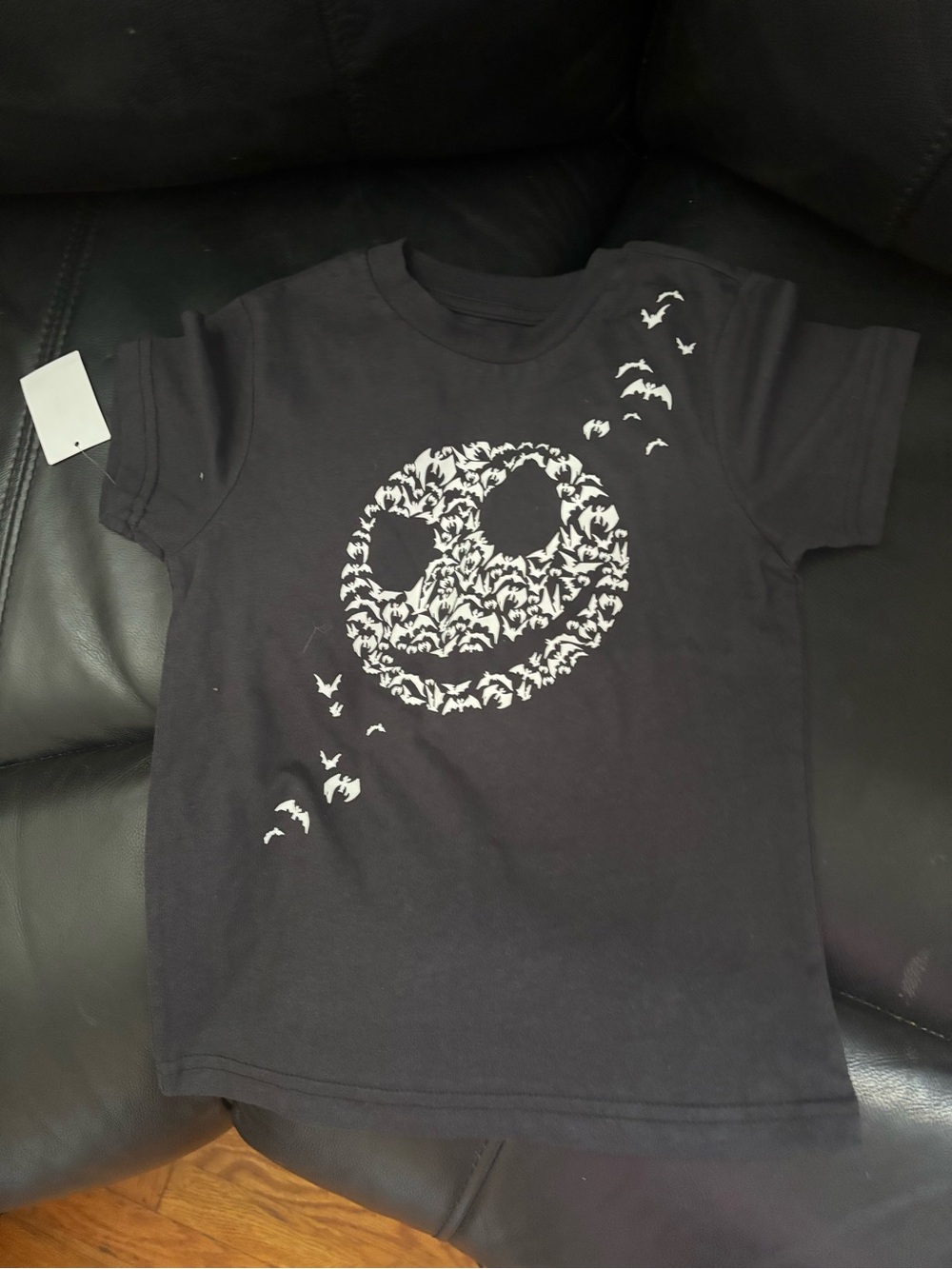 Disney Black Short Sleeve Tee with White Bat Smile Graphic